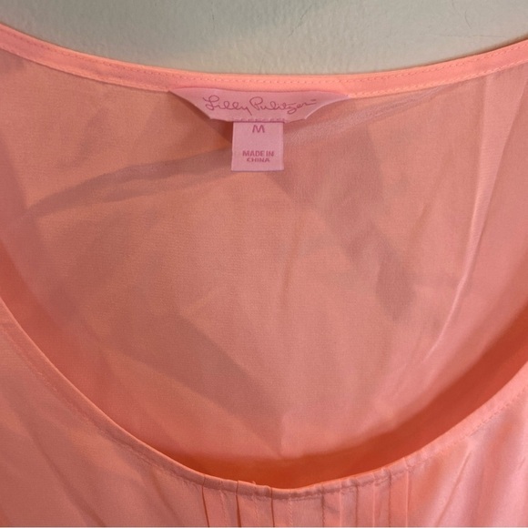 LILLY PULITZER Peach 100% Silk Tank Top Womens Size Medium - Picture 3 of 5